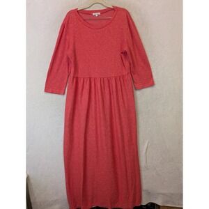 SweetSalt Womens Modest Coral Red Striped Empire Waist Maxi Dress Large